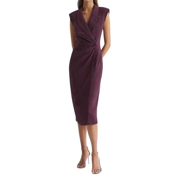 Reiss Dresses & Skirts - Reiss Dress 6 Cecile Tuxedo Bodycon Midi Longline Blazer Strong Shoulder New